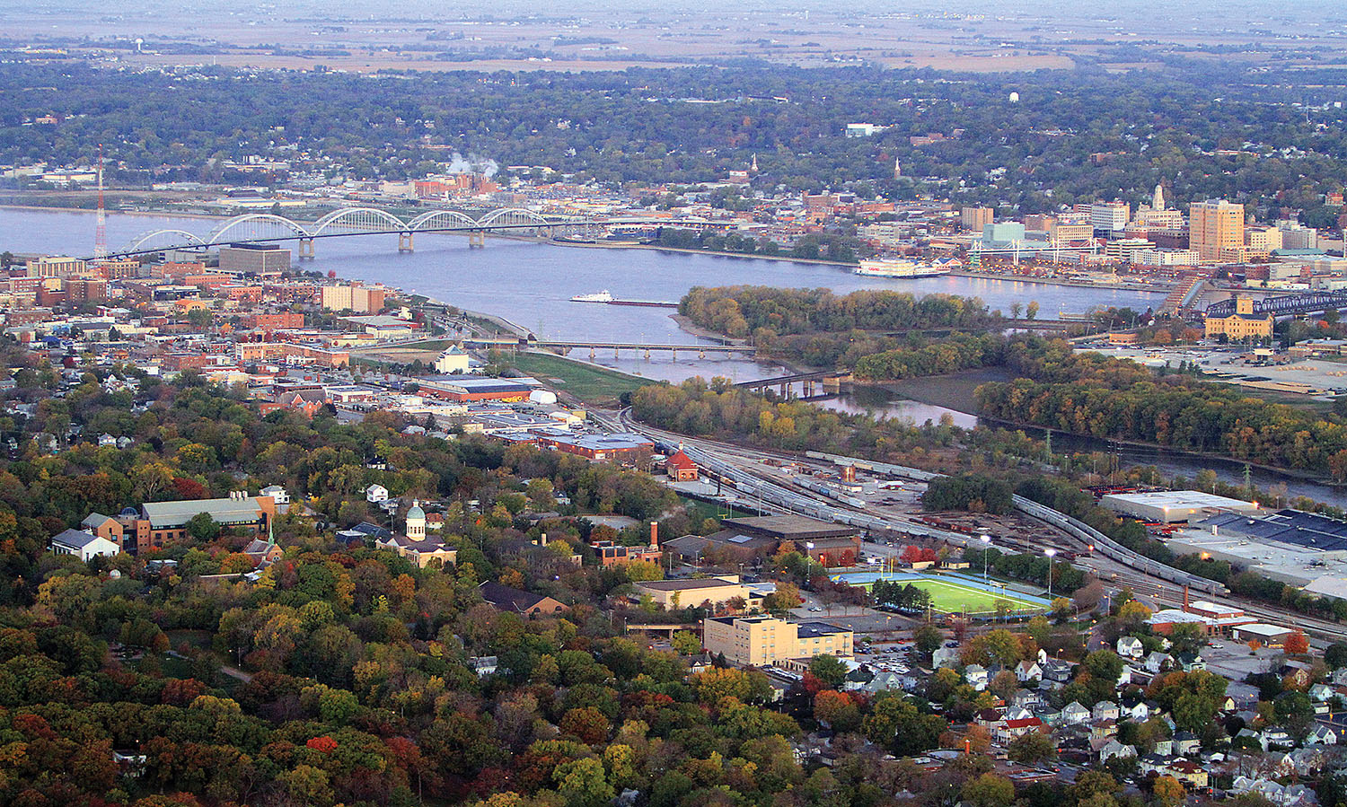 The Quad Cities along the Mississippi River